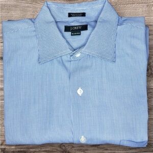 J.Crew Blue Pinstripe Dress Shirt Mens XL Cotton Classic Fit
